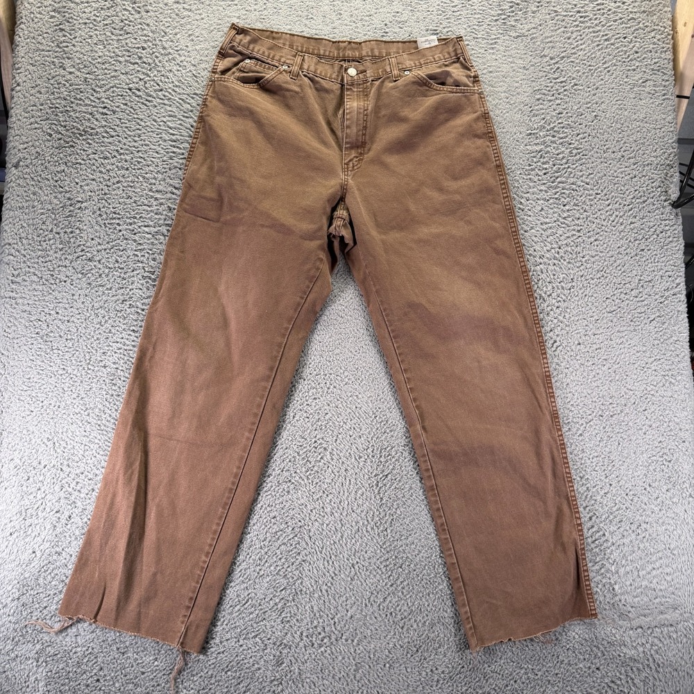 Dickies Pant Mens 36x33 Brown Cotton Canvas Carpenter Straight Utility Workwear